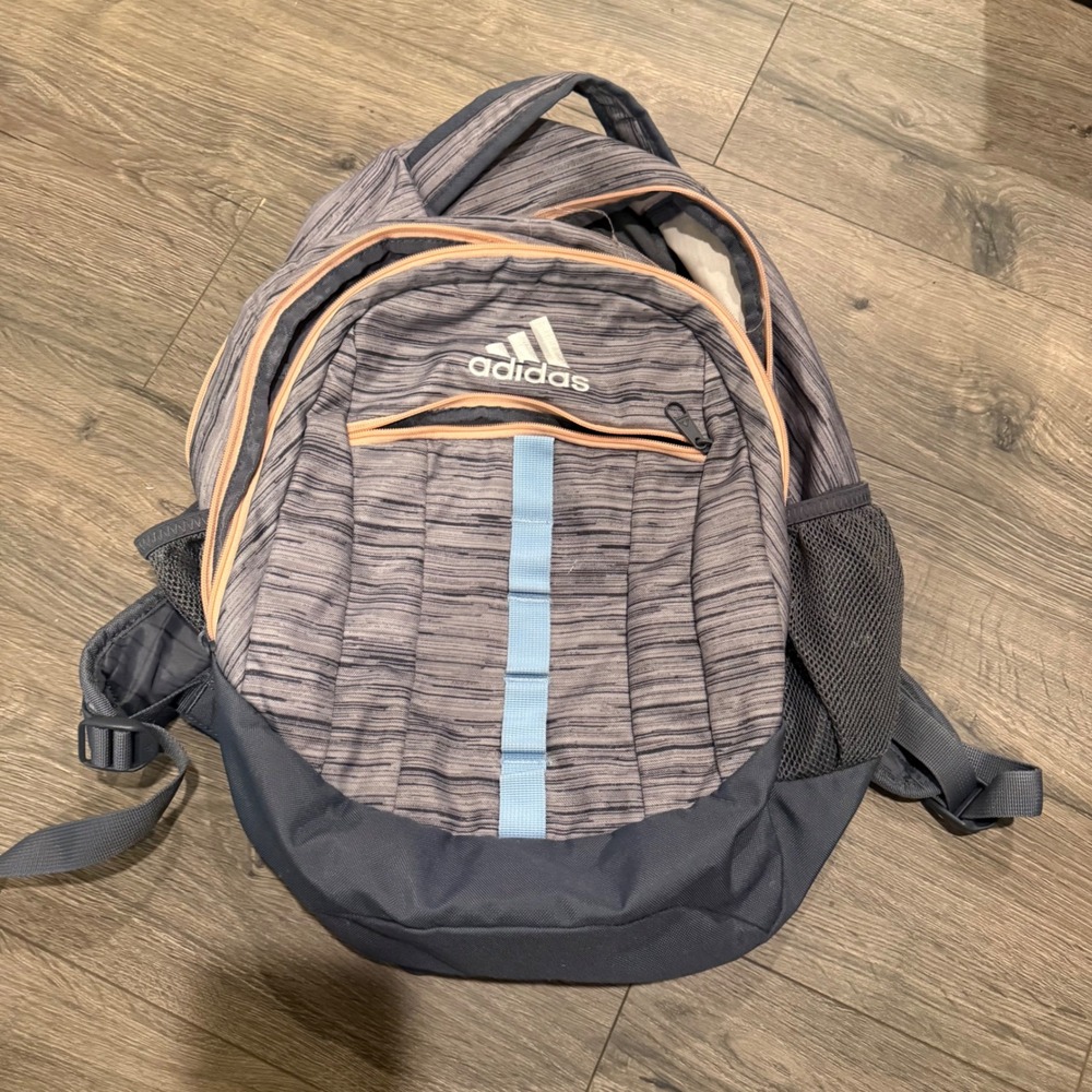 Adidas Backpack Unisex OS Grey Peach Excellent Space Dye Multi-Pocket Sporty